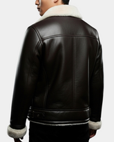 Mens Aviator Sheepskin Pilot Jacket Zenith Brown White